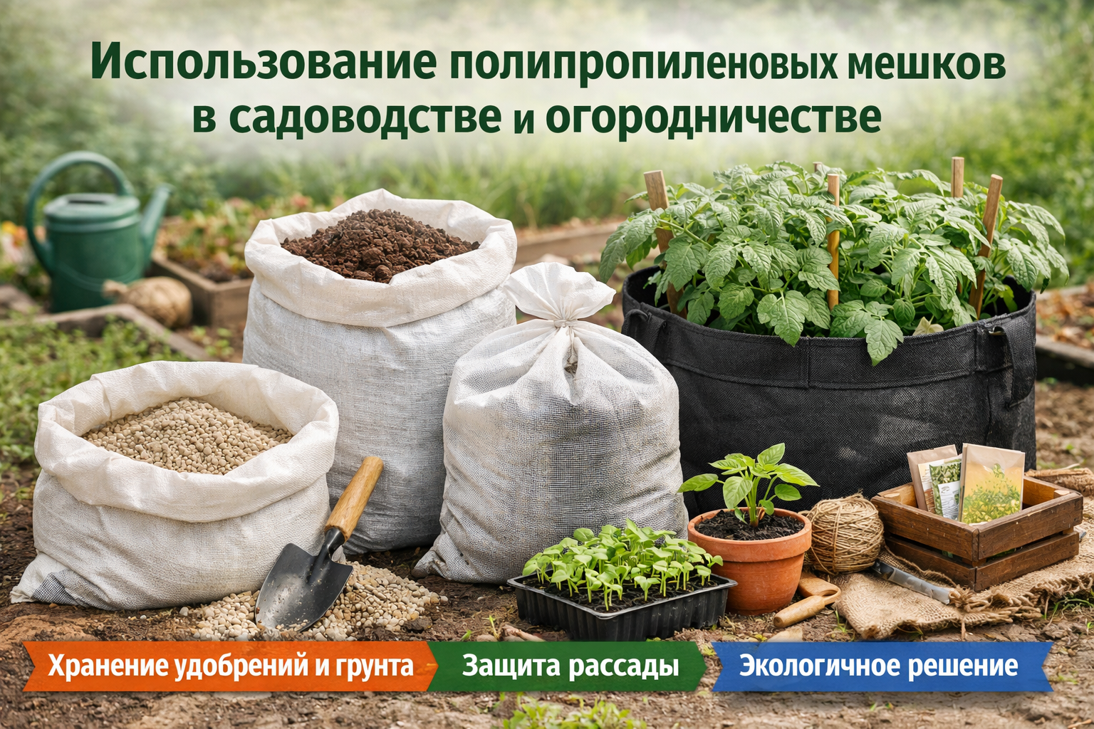 Полипропиленовые мешки и контейнеры для сада